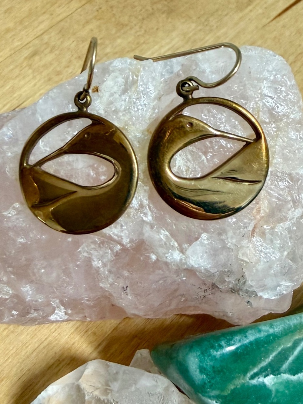 Vintage Signed Ken Kantro 1986 Gold Plated Earrings Preening Loon Lovell Designs